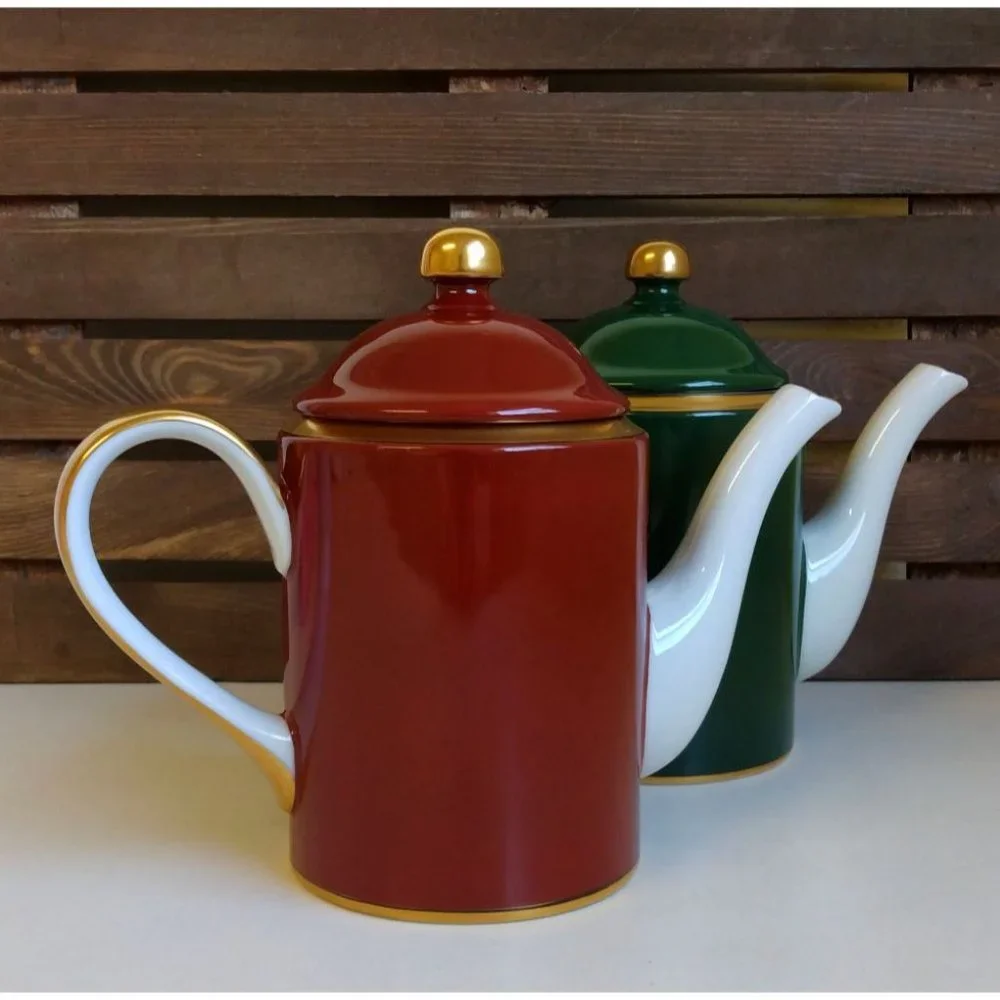 Fitz and Floyd Vintage Red & Gold Tea Coffee Pot